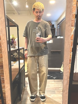 「N.HOOLYWOOD（N.ハリウッド）のアイテム（Tシャツ/カットソー）」を使った、higokeiさん（メンズ・177cm）の春コーディネート