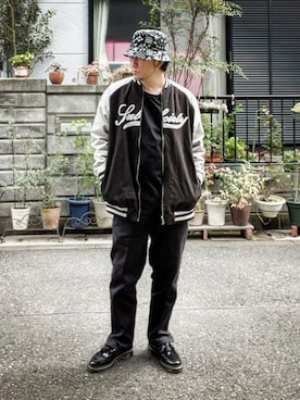「Subciety（サブサエティ）のアイテム（ブルゾン）」を使った、モコ太郎さん（メンズ・173cm）の春コーディネート