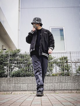 「Subciety（サブサエティ）のアイテム（ブルゾン）」を使った、モコ太郎さん（メンズ・173cm）の春コーディネート