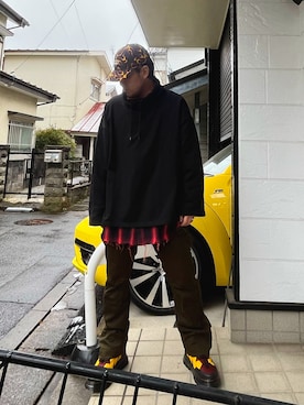 「LONELY/論理（ロンリー）のアイテム」を使った、モコ太郎さん（メンズ・173cm）の冬コーディネート