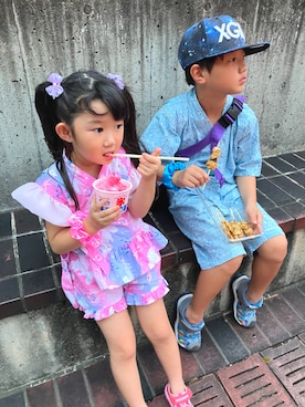 「アイテム（帽子）」を使った、megmeg29さん（キッズ・110cm）の夏コーディネート