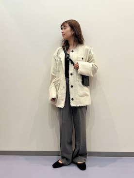 「LOWRYS FARM（ローリーズファーム）のアイテム（ノーカラージャケット）」を使った、hinanoさん（レディース・155cm）の秋コーディネート