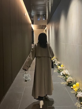 「fredy emue（フレディエミュ）のアイテム（ステンカラーコート）」を使った、ナさん（レディース・154cm）の冬コーディネート