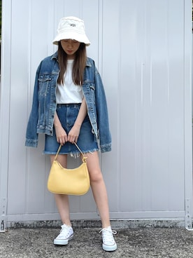 「アイテム（デニムスカート）」を使った、misat☺︎  さん（レディース・154cm）の夏コーディネート