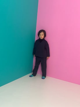 「アイテム（スーツセット）」を使った、あてぃらさん（キッズ・80cm）の春コーディネート