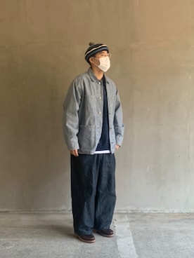 「アイテム（モカシン/デッキシューズ）」を使った、uzyさん（メンズ・171cm）の冬コーディネート