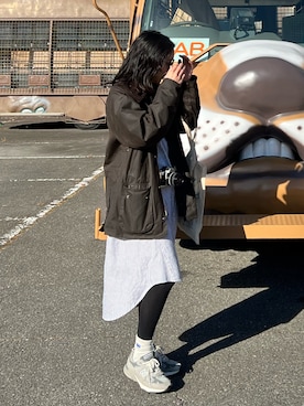 「シャツワンピ」｜「アイテム（ブルゾン）」を使った、yuuuuさん（レディース・162cm）の春コーディネート