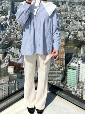 「ストライプ」｜「アイテム（レインシューズ）」を使った、Ririさん（レディース・156cm）の春コーディネート