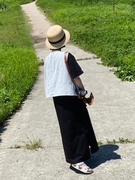 「Samansa Mos2（サマンサ モスモス）のモチーフレースベスト（ベスト）」を使った、tiyさん（レディース・153cm）の夏コーディネート