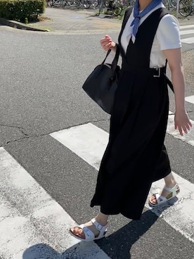 「NANO universe（ナノユニバース）のアイテム（ジャンパースカート）」を使った、tiyさん（レディース・153cm）の夏コーディネート