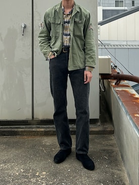 「アイテム（ミリタリージャケット）」を使った、二軒茶屋さん（メンズ・178cm・20代）の春コーディネート