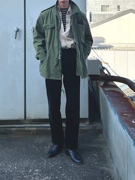 「アイテム（ミリタリージャケット）」を使った、二軒茶屋さん（メンズ・178cm）の秋コーディネート