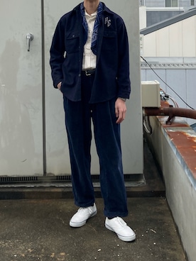 「Keds（ケッズ）のアイテム」を使った、二軒茶屋さん（メンズ・178cm）の冬コーディネート