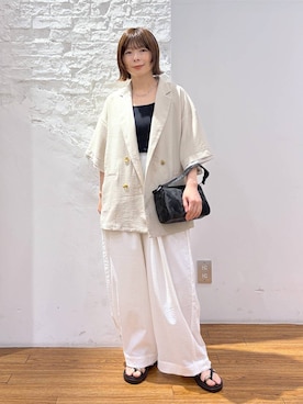 「LEPSIM（レプシィム）のメタルストラップサンダル　638841（サンダル、ブラック系）」を使った、mayaさん（レディース・158cm）の春コーディネート