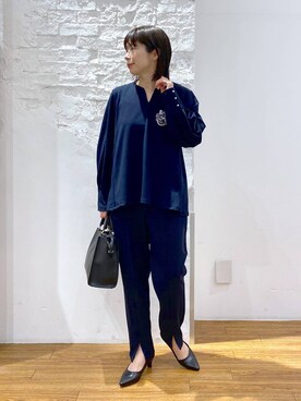 「LEPSIM（レプシィム）のフェイクレザーセンターステッチバッグ　990316（ショルダーバッグ）」を使った、mayaさん（レディース・158cm）の冬コーディネート