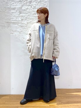 「LEPSIM」｜「アイテム（ノーカラージャケット）」を使った、mayaさん（レディース・158cm）の冬コーディネート