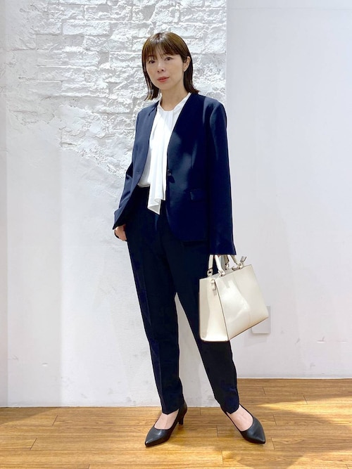 LEPSIM Wクロスストレッチノーカラーセットアップ Ｌ ネイビー セール】【入卒式／セレモニー】Wクロスストレッチノーカラー