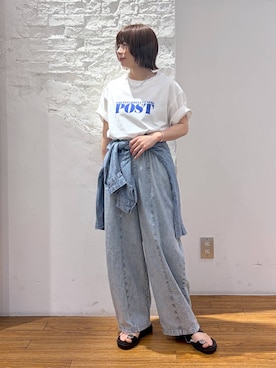 「LEPSIM（レプシィム）のメタルスライドサンダル　638914（サンダル、ブラック系）」を使った、mayaさん（レディース・158cm）の春コーディネート