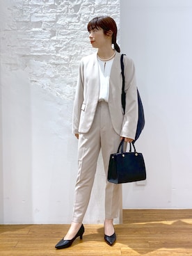 「LEPSIM」｜「アイテム（ノーカラージャケット）」を使った、mayaさん（レディース・158cm）の冬コーディネート