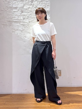 「LEPSIM（レプシィム）のメタルスライドサンダル　638914（サンダル、ブラック系）」を使った、mayaさん（レディース・158cm）の春コーディネート