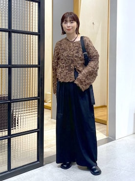 「LEPSIM（レプシィム）のイージーコクーンワイドパンツ　499926（その他パンツ）」を使った、mayaさん（レディース・156cm）の秋コーディネート