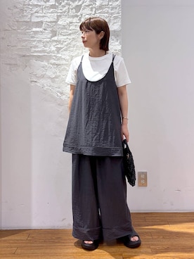 「LEPSIM（レプシィム）のスムースベーシックT2　639421（Tシャツ/カットソー、ホワイト系）」を使った、mayaさん（レディース・158cm）の夏コーディネート
