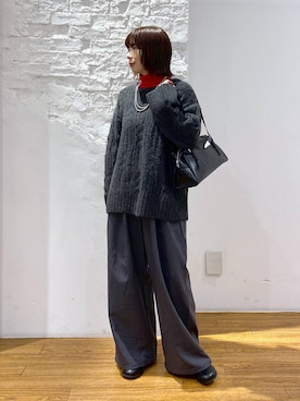 「アイテム（ボストンバッグ）」を使った、mayaさん（レディース・156cm・40代）の冬コーディネート