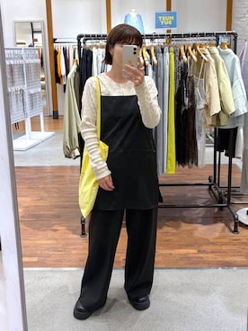 「LEPSIM（レプシィム）のボリュームサボ　636538（その他シューズ、ブラック系）」を使った、mayaさん（レディース・158cm）の春コーディネート