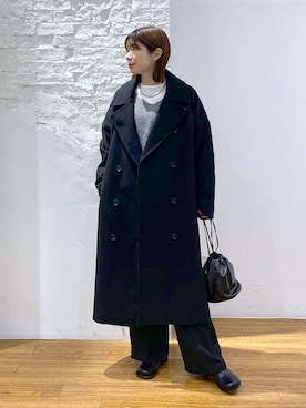 「LEPSIM（レプシィム）のアイテム（チェスターコート）」を使った、mayaさん（レディース・158cm）の冬コーディネート