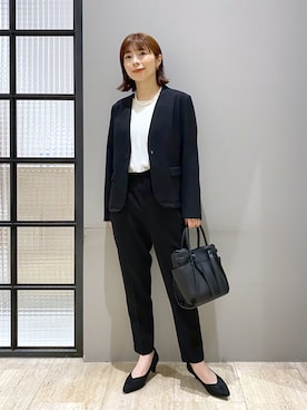 「LEPSIM」｜「アイテム（ノーカラージャケット）」を使った、mayaさん（レディース・158cm）の冬コーディネート
