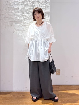「LEPSIM（レプシィム）のベルトバックルクッションサンダル　638815（サンダル、ブラック系）」を使った、mayaさん（レディース・158cm）の春コーディネート