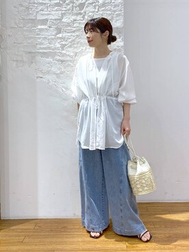 「LEPSIM（レプシィム）のイージーバギーデニム　290477（デニムパンツ）」を使った、mayaさん（レディース・156cm）の春コーディネート