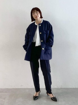 「LEPSIM（レプシィム）の【入卒式／セレモニー】ツィードオーバージャケット　599894（ノーカラージャケット）」を使った、mayaさん（レディース・156cm）の冬コーディネート