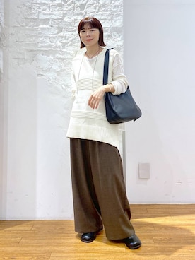 「LEPSIM（レプシィム）のアウトリンキングシアープルオーバー　582453（Tシャツ/カットソー）」を使った、mayaさん（レディース・156cm）の秋コーディネート