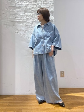 「LEPSIM（レプシィム）のイージーデニムパンツ　630150（デニムパンツ、ブルー系）」を使った、mayaさん（レディース・158cm）の春コーディネート