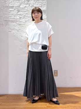 「LEPSIM（レプシィム）の《スグッカワ》袖タックT　639431（Tシャツ/カットソー、ホワイト系）」を使った、mayaさん（レディース・158cm）の春コーディネート