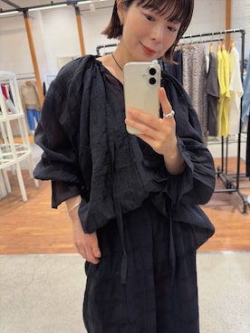 「LEPSIM（レプシィム）のスクエアレースパンツ　637625（その他パンツ、ブラック系）」を使った、mayaさん（レディース・158cm）の春コーディネート