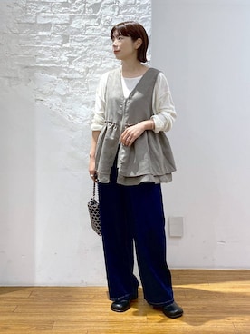 「LEPSIM（レプシィム）のアウトリンキングシアープルオーバー　582453（Tシャツ/カットソー）」を使った、mayaさん（レディース・156cm）の秋コーディネート
