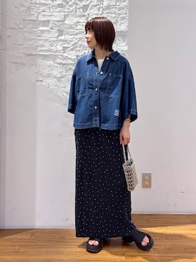 「LEPSIM（レプシィム）の2WAYボリュームサボサンダル　638824（サンダル、ブラック系）」を使った、mayaさん（レディース・158cm）の夏コーディネート