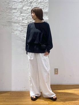 「LEPSIM（レプシィム）のベルトバックルクッションサンダル　638815（サンダル、ブラック系）」を使った、mayaさん（レディース・158cm）の春コーディネート