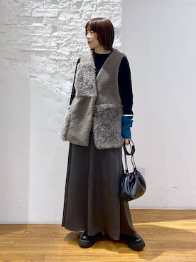 「アイテム（ベスト）」を使った、mayaさん（レディース・156cm・40代）の冬コーディネート