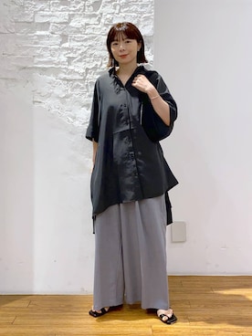 「アイテム（チュニック、グレー系）」を使った、mayaさん（レディース・156cm）の夏コーディネート