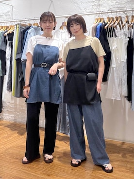 「LEPSIM（レプシィム）の《セルフカット可能》プリーツイージーパンツ　601345（その他パンツ、ブラック系）」を使った、mayaさん（レディース・158cm）の春コーディネート