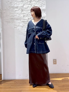 「LEPSIM（レプシィム）のファーライニングミュール　1049230（その他シューズ、ブラック系）」を使った、mayaさん（レディース・158cm）の秋コーディネート
