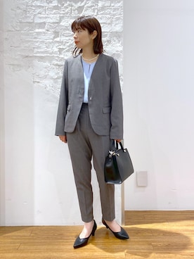 「LEPSIM」｜「アイテム（ノーカラージャケット）」を使った、mayaさん（レディース・158cm）の冬コーディネート
