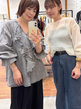 「LEPSIM（レプシィム）の裾ボタンイージーパンツ　639318（その他パンツ、グレー系）」を使った、mayaさん（レディース・158cm）の春コーディネート