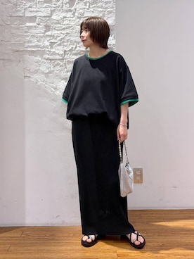 「LEPSIM（レプシィム）のメタルストラップサンダル　638841（サンダル、ブラック系）」を使った、mayaさん（レディース・158cm）の春コーディネート