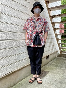「Basis Broek Belgium（バージスブルック）のアイテム（スラックス）」を使った、ijiさん（メンズ・168cm）の夏コーディネート