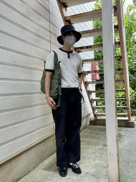 「Alpha Industries（アルファインダストリーズ）のアイテム（バッグ）」を使った、ijiさん（メンズ・168cm）の夏コーディネート