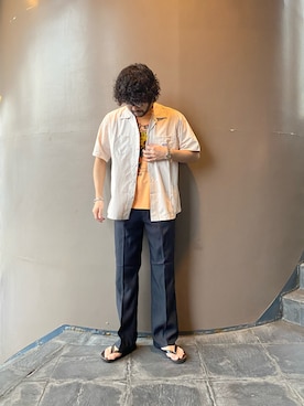 「スラックスパンツ」｜sugaさん（メンズ・177cm）の夏コーディネート
